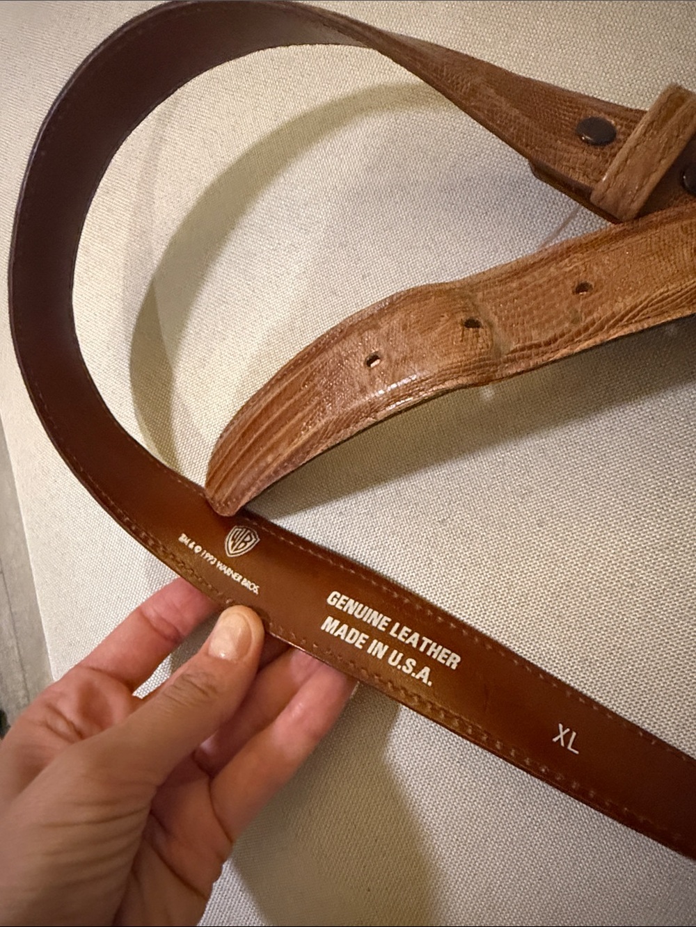 Vintage Warner bros bugs bunny Brown Leather Belt with Metal Cat Buckle XL - Picture 2 of 6